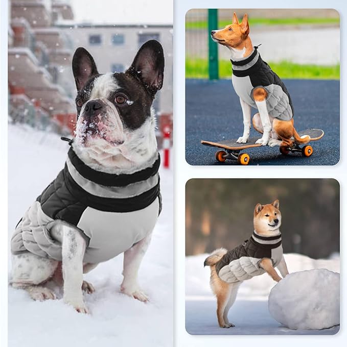 Large Dog Coat, XXLarge Dog Winter Coat, Waterproof Pet Jacket with Back Zipper,Extra Large Pet Coats, Warm Fleece Jacket with D-Ring, Windproof Winter Clothes Golden Retriever,Black,XXL