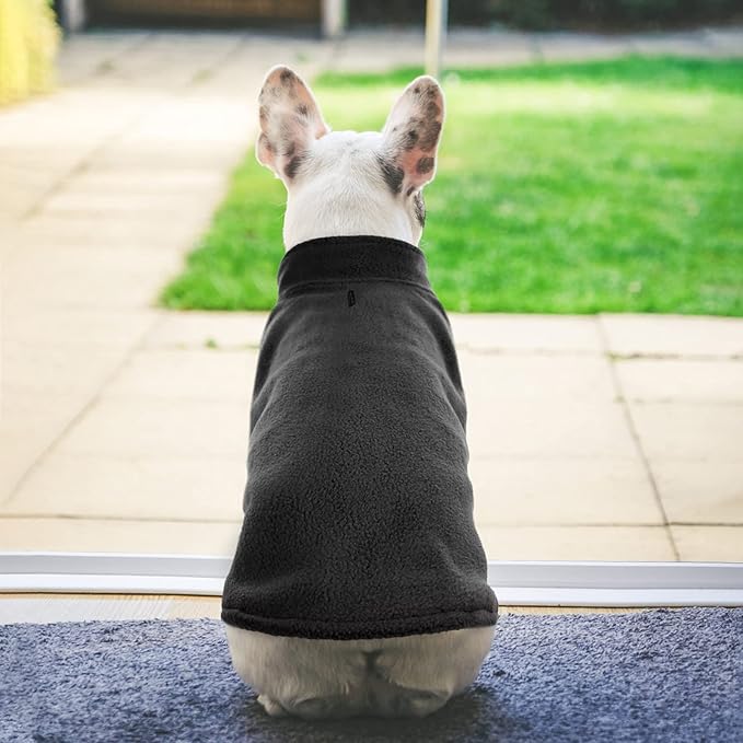 FUAMEY Dog Fleece Vest for Medium Dogs,Warm Stretchy Dog Sweatshirts Pullover with Leash Hole Dogs Sweater Soft Pet Turtleneck Cozy Pet Vest Lightweight Sleeveless Black M
