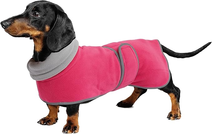 Geyecete Dachshund Sweaters for Dogs Dog Jacket,Dachshund Coat Perfect Dog Winter Coat with Padded Fleece Lining and high Collar,Dog Snowsuit with Adjustable Bands Sizes-Pink-XS