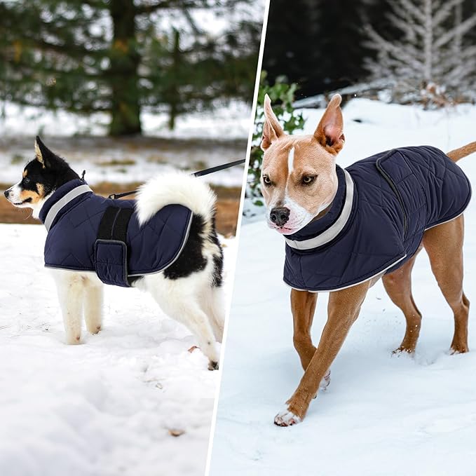 Dog Winter Coat Warm Padded Puppy Jacket Windproof Water Resistant Clothes for Small Medium Large Pets Christmas Sweater Outfit Vest(DarkBlue, S)