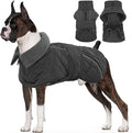 Kuoser Extra Warm Dog Jacket, Windproof Dog Cold Weather Coats with Fleece Lining, Turtleneck Puppy Snowsuit Reflective Pet Winter Coat for Medium Large Dogs Boy Girl, Dark Grey L