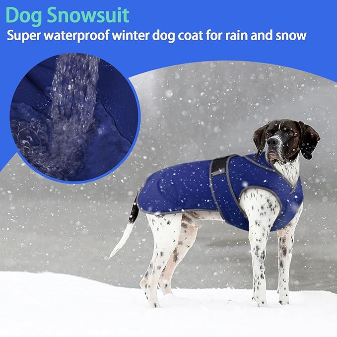 MIGOHI Reflective Waterproof Windproof Dog Coat - Warm Jacket Reversible Stormguard Winter Vest for Small to Large Dogs (Navy, XXL)