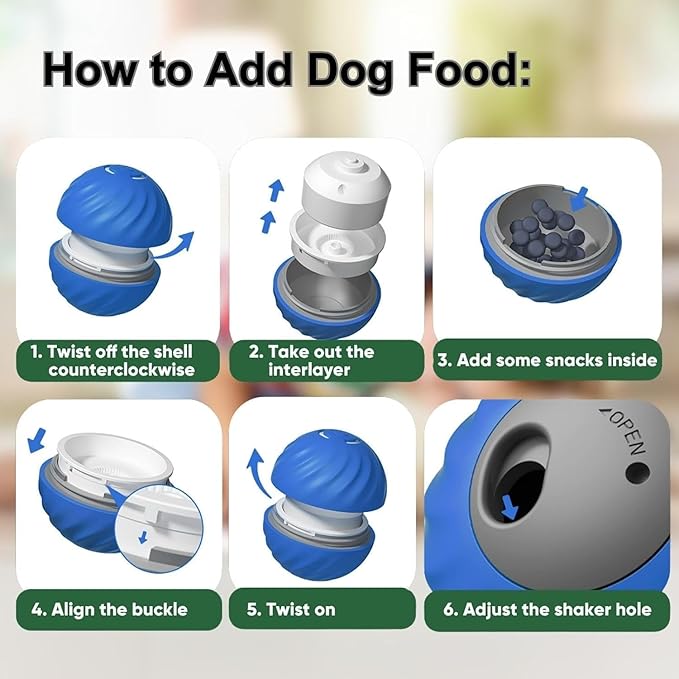 Zoomie Buddy 2.0 Interactive Dog Toys, 2 in 1 Interactive Dog Balls ＆ Pet Feeder, Dog Track Food Leaking Ball, New TPU Rolling Ball for Dogs with Fruit Plush Cover (Blue)