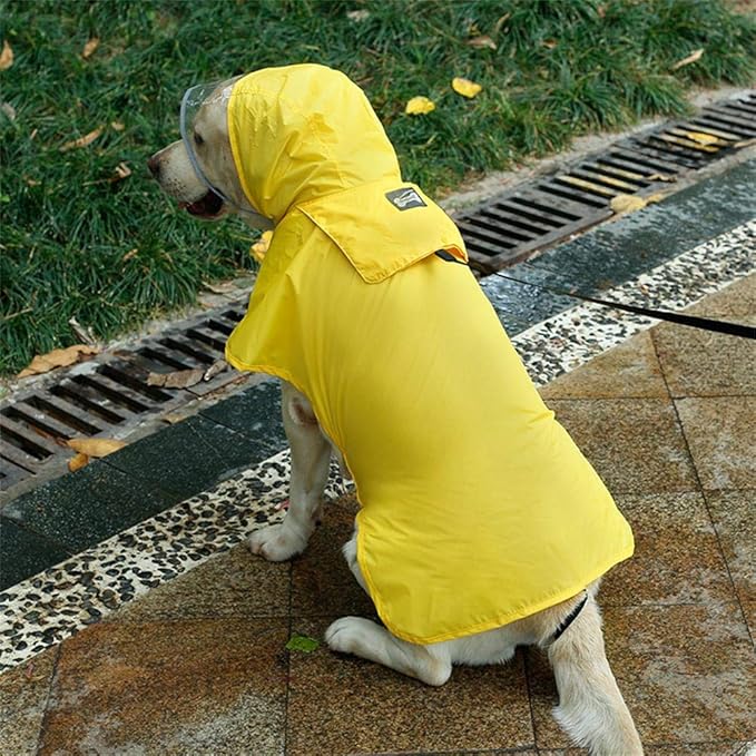 Pet Raincoat Packable Hooded Dog Rain Jacket Reflective Strips Lightweight Adjustable Poncho for Small Medium Large Dogs Yellow L