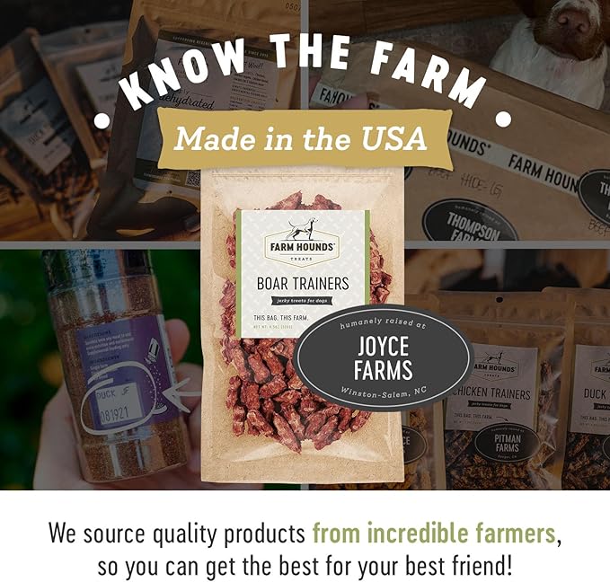 Farm Hounds - Boar Trainers - Premium Natural Jerky for Dogs - from 100% Humanely Raised Boar - Easy-Break - Great for Training & Treats - No Added Fillers - Made in USA - 4.5 oz - 1 Pack
