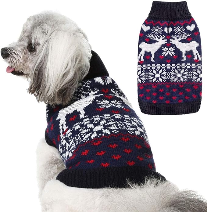 SCENEREAL Dog Sweater for Small Sized Dog Girls Boys - Turtleneck Pullover Winter Puppy Clothes Christmas Outfits, Pet Sweatshirt Apparel Knitwear for Dachshund, Yorkie, Chihuahua S
