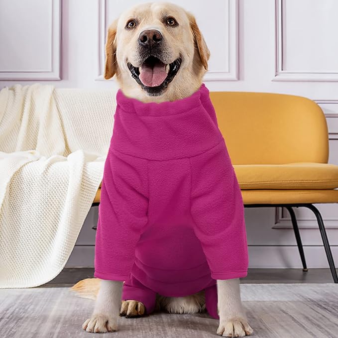 ROZKITCH Great Dane Sweater, Pet Windproof Warm Cold Weather Jacket Vest Cozy Jumpsuit Apparel Outfit Clothes for Large Giant Dog Walking Hiking Sleep Pink 4XL