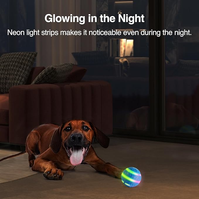 ALL FOR PAWS Interactive LED Dog Ball for Boredom Motion Activated Moving Dog Balls Toy Lights Up for Day/Night Play, Dog Enrichment Mental Stimulation Toys for Puppy, USB Rechargeable Dog Toys