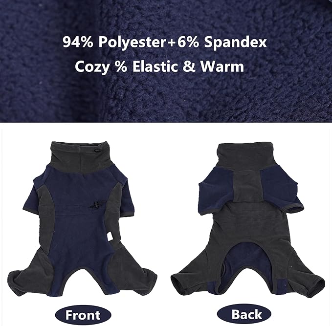 Dog Winter Coat, Warm Fleece Dog Jacket, Windproof Dog Pullover Jumpsuit, Fullbody Dog Pajamas Onesie, Cold Weather Clothes for Medium Large Dog(XL,Blue)