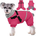 BRKURLEG Dog Winter Coat with Harness Built in, Winter Dog Jacket for Small and Medium Dogs, Small Dogs Snowsuit Reflective Windproof Cold Weather Coat, Puppy Warm Fleece Coats, Hot Pink, L