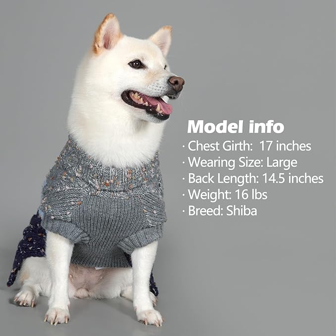 KYEESE Dog Sweater Color Block with Fuzzy Thread Knitted Turtleneck Dog Knitwear with dots in a Variety of Colors for Small Dogs Fall Winter Dogs Clothes, Navyblue, S