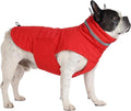 Dog Coat, Waterproof Winter Jacket, Warm Windproof Jacket, Reflective Adjustable Turtleneck Coats for Medium Dogs with Hook & Loop - Red - M