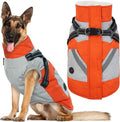 IECOii Dog Jacket Winter Harness Built in -Orange,XXXLarge- Zip Up Dog Coat Winter Clothes for Large Dogs Waterproof, Dogs Snowsuit Snow Jacket D-Rring Labrador German Shepherd Doberman Rottweiler
