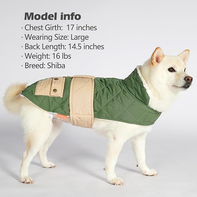 KYEESE Dog Coat Windproof Dog Coats for Small Dogs Waterproof Dogs Jacket with Fleece Lined Soft Pet Sweater for Cold Weather Thick Cat Clothes with Pocket Warm Pet Winter Puffer Coat with Leash Hole
