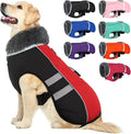 QBLEEV Warm Dog Coat Reflective Winter Jacket, Waterproof Windproof Turtleneck Clothes for Cold Weather, Fleece Snowsuit Christmas Vest Pet Apparel for Small Medium Large Dogs 2XL