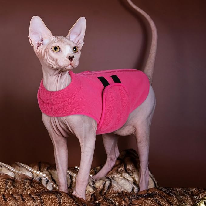 Queenmore Small Dog Sweater, Soft Fleece Vest Pullover Dog Jacket with Leash Hole, Warm Winter Dogs Clothes Cold Weather Doggy Dachshund Sweaters for Small Dogs Cats Boy or Girl (Pink, XS)