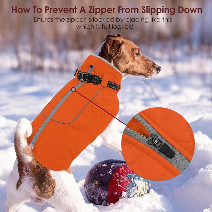 AOFITEE Large Dog Winter Jacket, Waterproof Dog Coat with Back Zipper, Reflective Puffer Coat Pet Snowsuit, Warm Winter Snowsuit for Large Dogs, Snow Jacket for French Bulldog