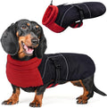 DORA BRIDAL Dachshund Coat, Fleece Lined Dog Winter Coat, Warm Dog Coats with Reflective Strips, Adjustable Waterproof Pet Jacket Clothes, S