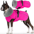 Dogcheer Dog Coat with Pocket, Waterproof Dog Jacket with Adjustable Buckle, Reflective Puppy Winter Coat Warm Turtleneck Fleece SnowJacket for Small Medium Large Dogs - Pink XL