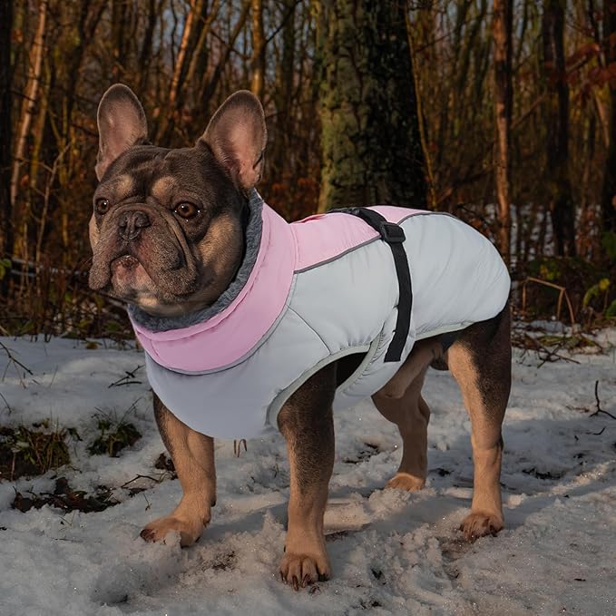 IECOii Dog Coats for Large Dogs Winter Waterproof, XXXL Dog Jacket with Adjustable Buckle,Thick Turtleneck Snow Jacket for Cold Weather, Pet Warm Fleece Vest for Doberman, Pink, 3XL