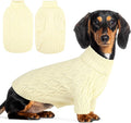 Queenmore Large Dog Sweater,Dog Sweaters for Large Dogs Male Female,Thanksgiving Fall Knit Sweater for Dogs,Turtleneck Thick DogSweaters,Winter Knitwear Pet Clothes for Corgi,French Bulldog(Beige,L)