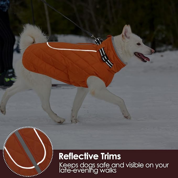 AOFITEE Winter Jacket for Extra Large Dogs, Warm Turtleneck Dog Coat with Back Zipper, Waterproof Dog Puffer Coat for Large Dogs,Winter Jacket Warm Snowsuit for Border Collie, Golden Retriever
