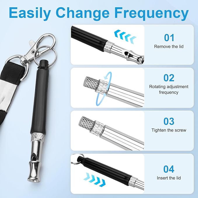3 Pack Silent Dog Whistle to Stop Barking Neighbors Dog, Ultra-Wide Frequency Ultrasonic Training Whistle for Dogs, Adjustable Professional Recall Dog Training Whistles (Black & White)