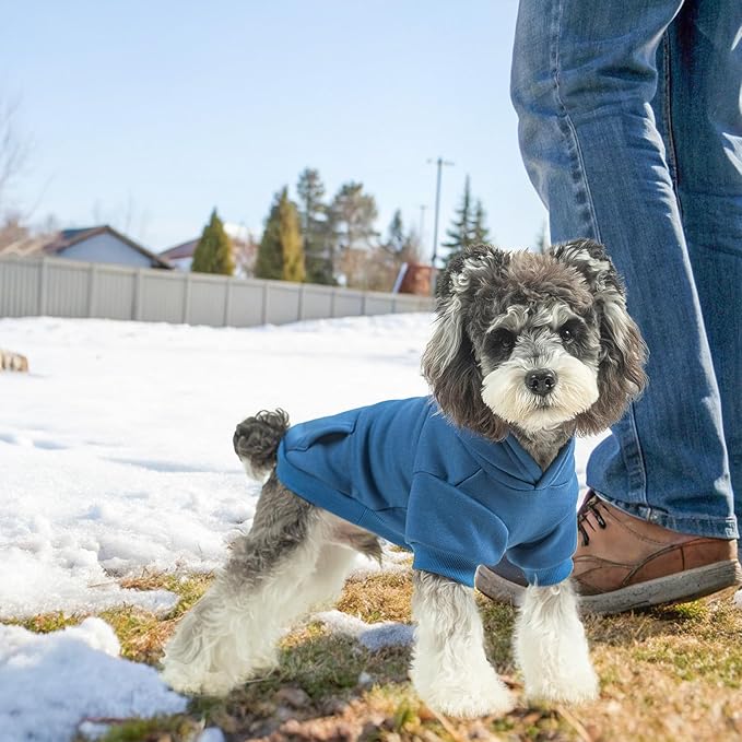 SCENEREAL Dog Hoodie Sweaters for Small Medium Large Size Dogs, Fleece Dog Sweatshirt with Hat and Pocket,Soft Cold Winter All Weather Dog Clothes for S to XL Sized Dogs, Blue XL