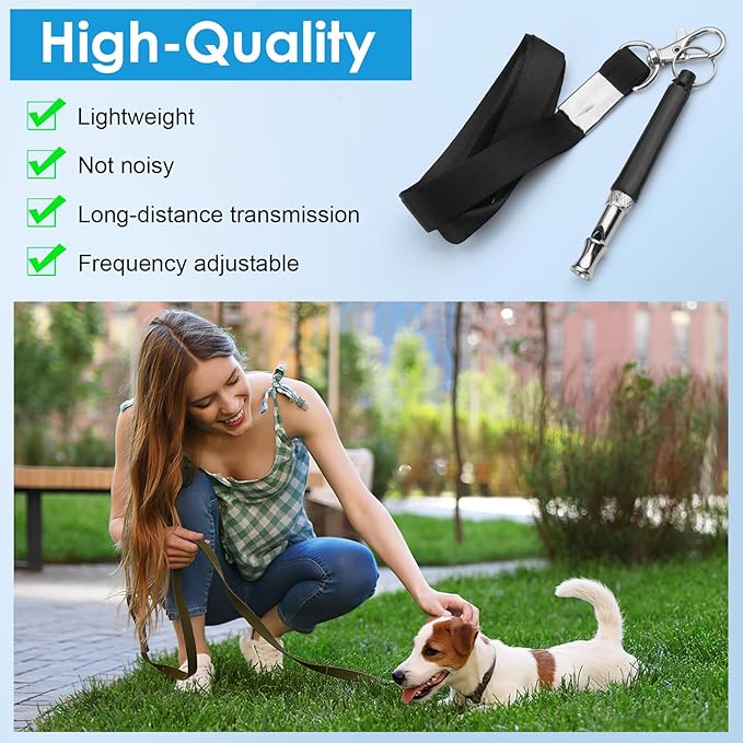 3 Pack Silent Dog Whistle to Stop Barking Neighbors Dog, Ultra-Wide Frequency Ultrasonic Training Whistle for Dogs, Adjustable Professional Recall Dog Training Whistles (Black & White)