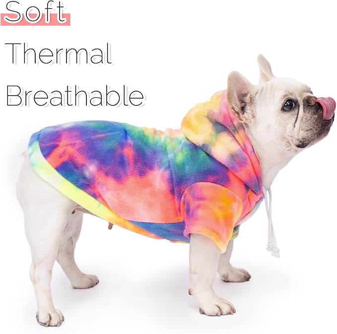 Dog Hoodie Tie Dye Dog Sweatshirt Chic Winter Clothes Ultra-Soft Warm Sweaters for Small Medium Dogs Fashion Pet Clothes for Dogs (Multicolor, S (Back: 11.02",Chest: 15.74", Neck: 13.77"))