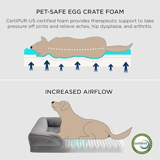 Bedsure Orthopedic Dog Beds for Small Dogs - Washable Small Dog Cat Bed Waterproof, Comfort Pet Couch Sofa with Washable Removable Cover, Pets Bed with Nonskid Bottom, Light Grey, 24"