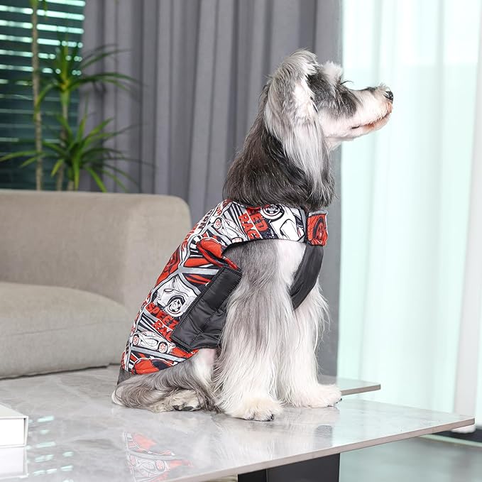CuteBone Winter Dog Coat Waterproof Windproof Dog Jacket Reversible Dog Vest Thick Adjustable Dog Cold Weather Coats for Small Medium Large Dogs Soft Winter Coat with Leash Hole GMF30XL