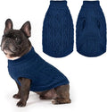 PUPTECK Dog Sweater, Turtleneck Warm Knitted Pullover Coat, Thick Cable Knitwear Clothes in Winter, Pet Apparel Outfits for Small Medium Dogs, for Cold Weather Indoor & Outdoor, Deep Blue M