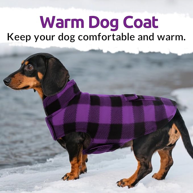 ASENKU Dog Jacket Plaid Reversible Reversible Dog Vest Waterproof Cold Winter Clothes Pet Apparel for Small Medium Large Dogs (S, Purple)