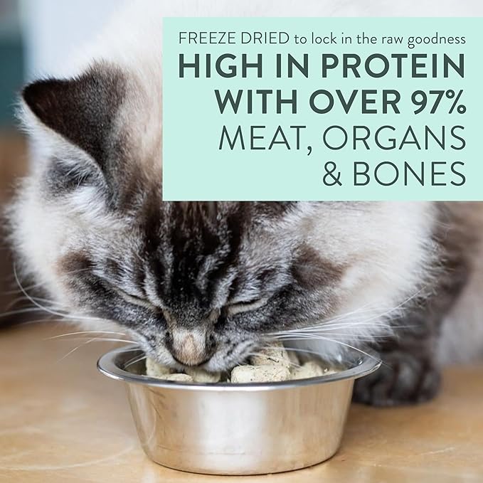 The New Zealand Natural Pet Food Co Meow Freeze Dried Cat Food - Beef & Hoki Recipe, High Protein Treats, Meals & Toppers, Dry Cat Food, 9.9 oz