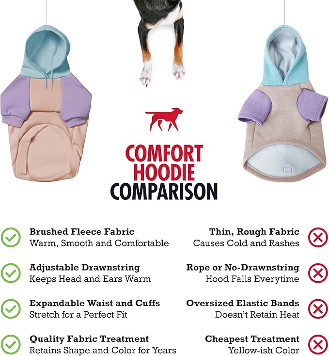 Tuff Pupper Dog Hoodie | Premium Quality 100% Organic Cotton | Ultra Soft Interior for Superior Comfort | Elastic Cuffs & Drawstring for Warmth | Stretch Fit Suitable for All Breeds (Pastel, XL)