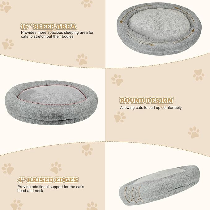 Cat Bed - Desk Cat Nest with 360 Rotation & Adjustable Height - Soft & Comfortable - Indoor Cats Up to 40 lbs (Grey)