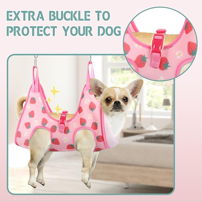 Supet Dog Grooming Hammock, Dog Hanging Harness for Nail Trimming Doorframe, Pet Holder Restraint for Clipping Nails, Pet Hoist Sling for Cutting Nails, Ear & Eye Cleaning, Medicine at Home (XL)