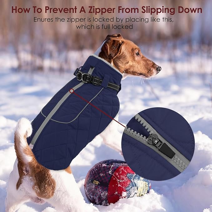 AOFITEE Coat for Extra Large Dogs, Warm Turtleneck Dog Winter Jacket with Back Zipper, Waterproof Dog Puffer Jacket for Large Dogs, XL Pet Coat Warm Snowsuit for Corgi, Border Collie, Beagle