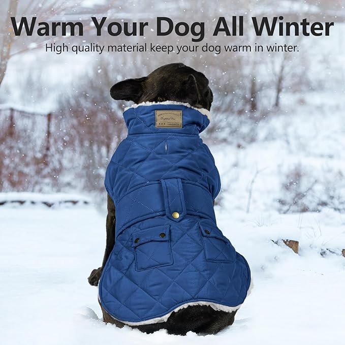 KYEESE Dog Coat Soft Pet Sweater for Cold Weather Waterproof Dogs Jacket with Fleece Lined Warm Pet Winter Coat with Leash Hole Thick Cat Clothes with Pocket Windproof Dog Puffer Coats for Small Dogs