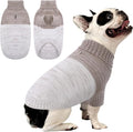 Queenmore Small Dog Sweater, Knitted Pullover Puppy Sweater,Cold Winter Pet Sweaters for Dog Girls Boys, Soft Turtleneck Knit Sweater with Leash Hole,Long Sleeves Christmas DogSweater(Khaki,XS)