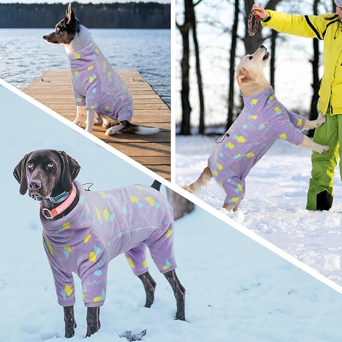 ROZKITCH Dog Pajamas Warm Coat, Pet Windproof Warm Cold Weather Jacket Vest with Luminous Zipper, Jumpsuit Apparel Outfit Clothes for Small Medium Large Dog Geometry S