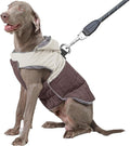 Detachable Hooded Dog Coat with Harness for Large Dogs,Super Warm Fleece Puppy Jacket for Cold Winter Doggie Coats,Brown XXL