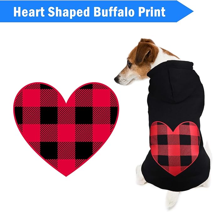 Dog Hoodie Sweater Sweater for Dogs Pet Clothes Black Buffalo Plaid Warm and Soft Breathable Cozy(L)