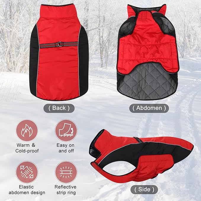 Dog Coat, Water-Resistant Dog Clothes, Warm Fleece Lining Dogs Coats, Winter Windproof Dogs Jackets with Reflective, Pet Vest for Small Medium Large Pets - 1 PCS
