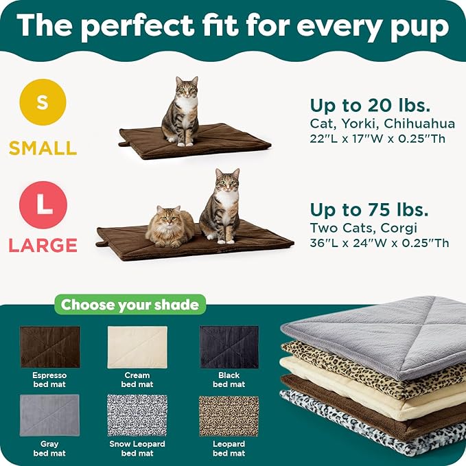 Furhaven ThermaNAP Self-Warming Cat Bed for Indoor Cats & Small Dogs, Washable & Reflects Body Heat - Quilted Faux Fur Reflective Bed Mat - Gray, Small