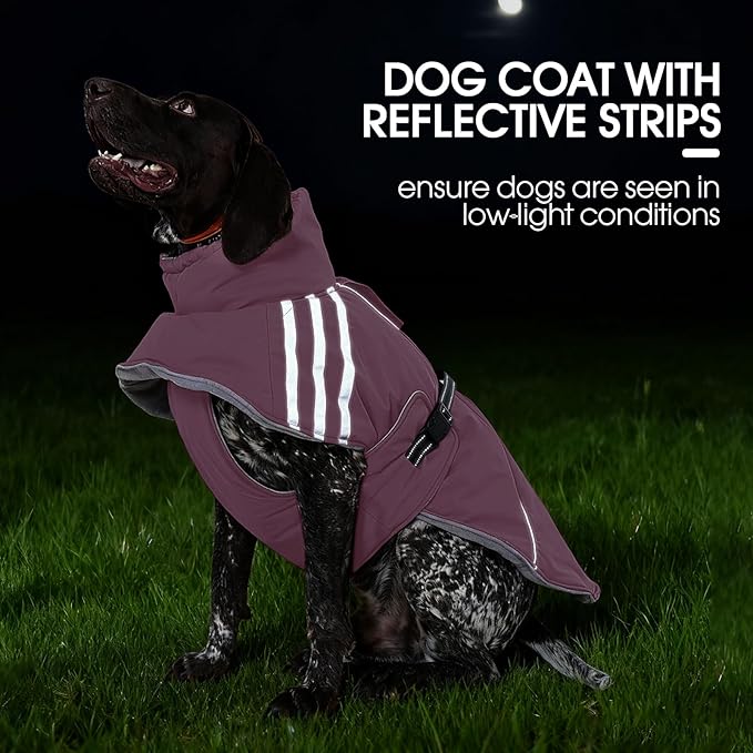 FUAMEY Dog Cold Weather Coats,Dog Winter Jackets for Large Dogs Warm Dogs Coat with Reflective Strips Waterproof Pet Snowsuit Thick Paded Pets Vest for Weimar German Shepherd Pink 3XL