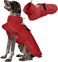 Kuoser Dog Jacket, Dog Coats for Large Dogs, Winter Waterproof Big Doggie Vest, Reflective Dogs Cold Weather Coat, Windproof Turtleneck Pet Puffer Jacket Snowsuit Clothes with Harness Hole