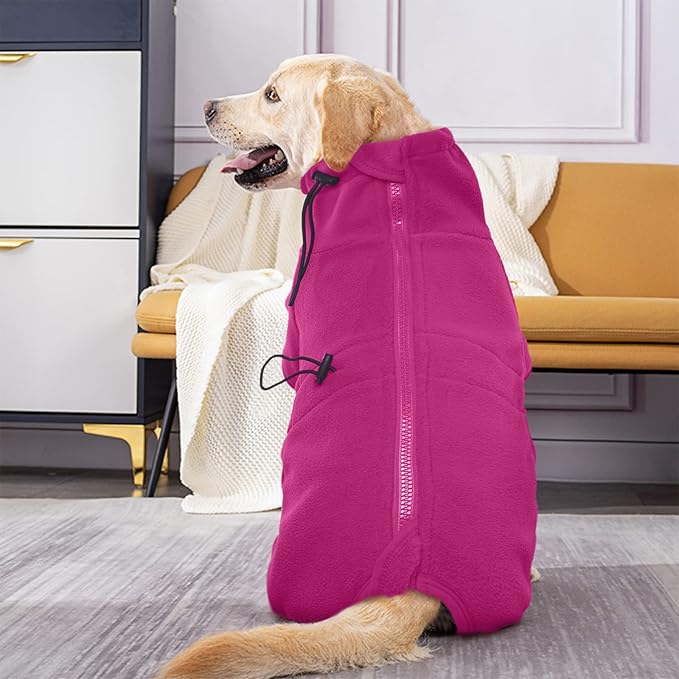 ROZKITCH Great Dane Sweater, Pet Windproof Warm Cold Weather Jacket Vest Cozy Jumpsuit Apparel Outfit Clothes for Large Giant Dog Walking Hiking Sleep Pink 4XL