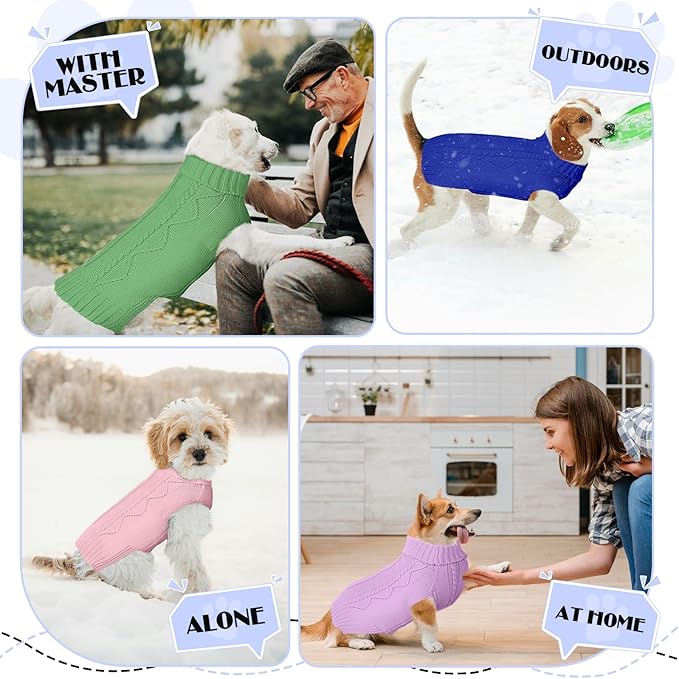 Dog Sweaters for Small Medium Large Dogs Girl, Soft Warm Turtleneck Pup Dogs Shirt, Double Knitting Collar for Outdoor Playing, Warm Dog Clothes (XS,Royal Blue)